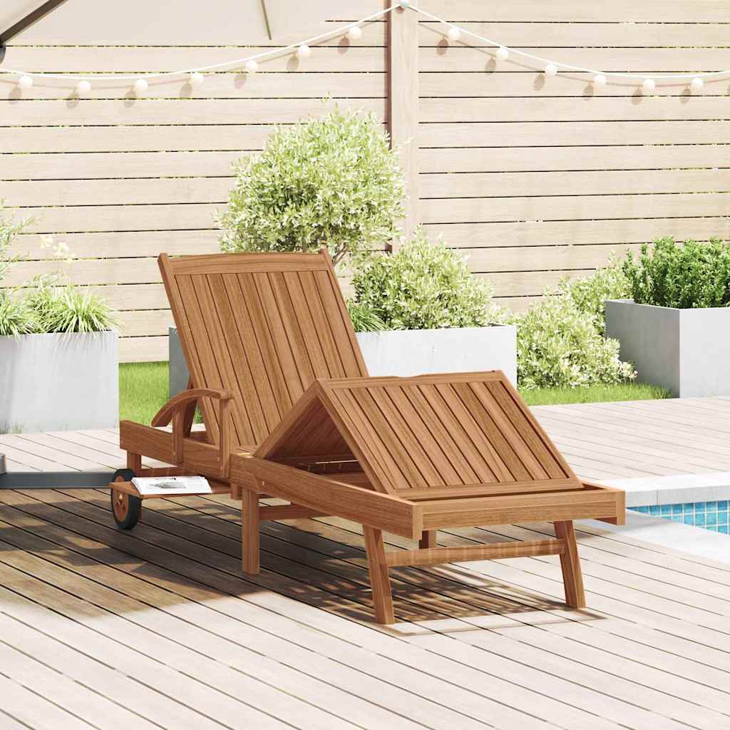 Sonnenliege mit Kissen Braun 195 x 59 x 78,5 cm Massivholz Teak