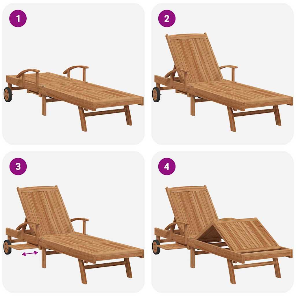 Sonnenliege mit Kissen Braun 195 x 59 x 78,5 cm Massivholz Teak