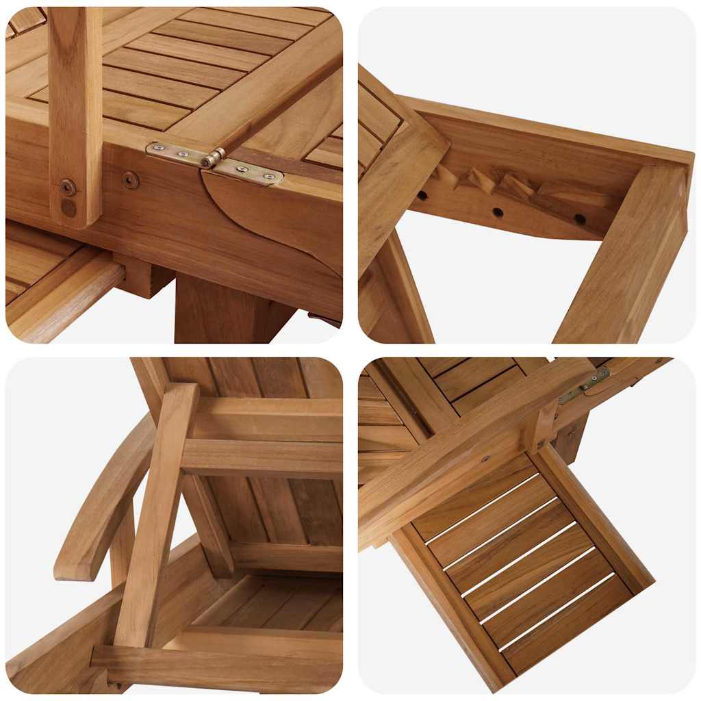 Sonnenliege mit Kissen 1-Person 2 pcs Braun Massivholz Teak