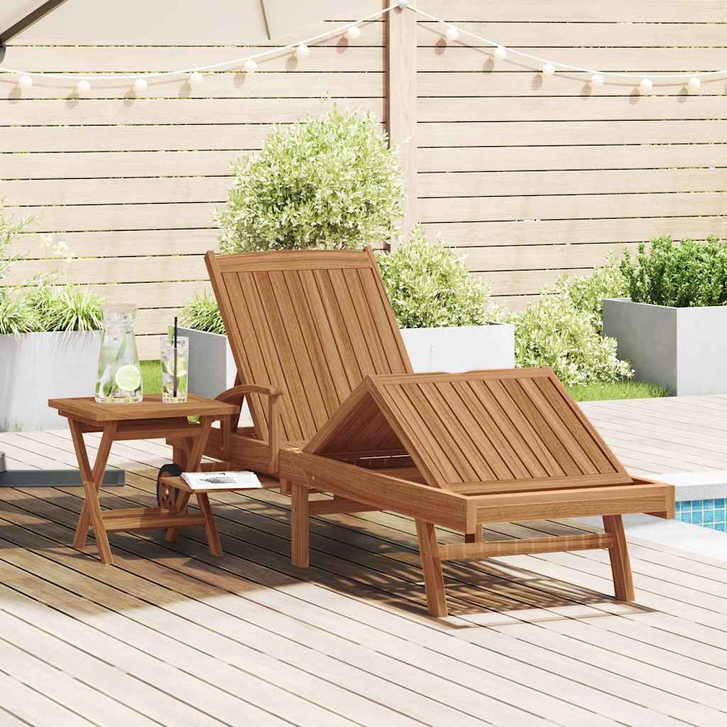 Sonnenliege mit Kissen 1-Person 2 pcs Braun Massivholz Teak