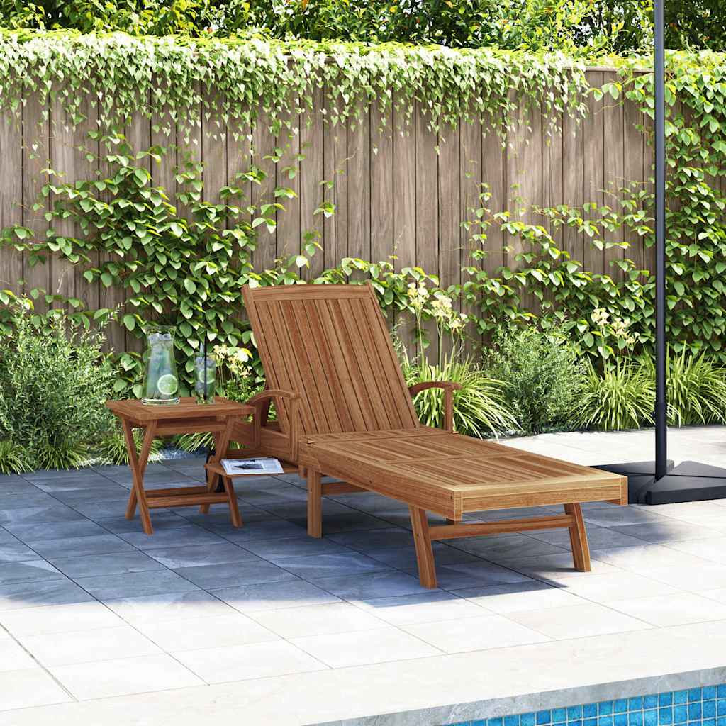Sonnenliege mit Kissen 1-Person 2 pcs Braun Massivholz Teak