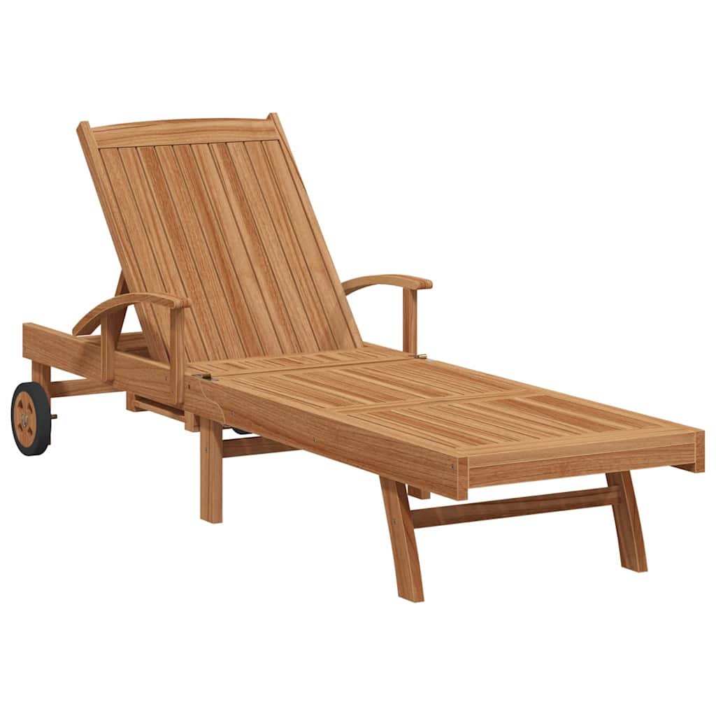 Sonnenliege mit Kissen 1-Person 2 pcs Braun Massivholz Teak