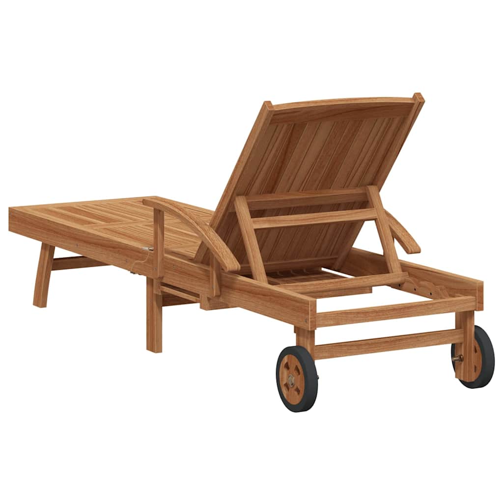 Sonnenliege mit Kissen 1-Person 2 pcs Braun Massivholz Teak