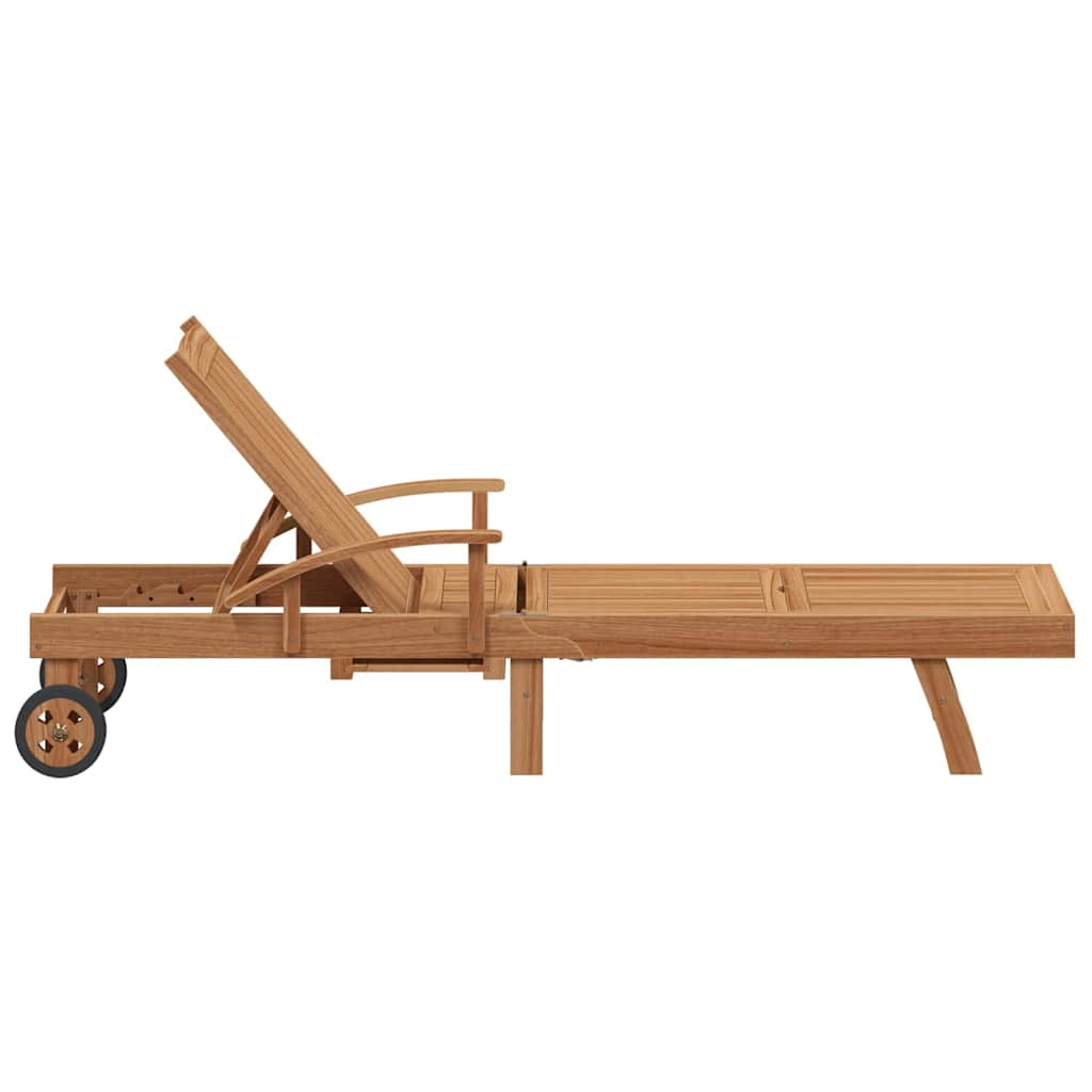 Sonnenliege mit Kissen 1-Person 2 pcs Braun Massivholz Teak