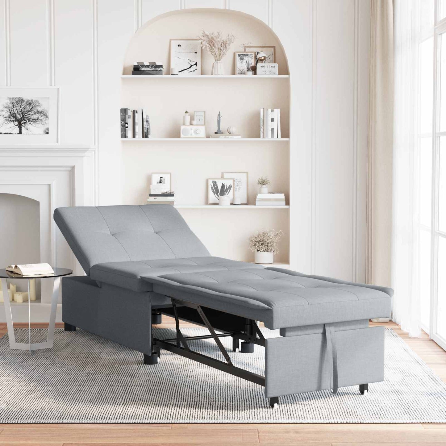Schlafsofa Ausziehbar Hellgrau 194 x 50 x 82 cm Stoff