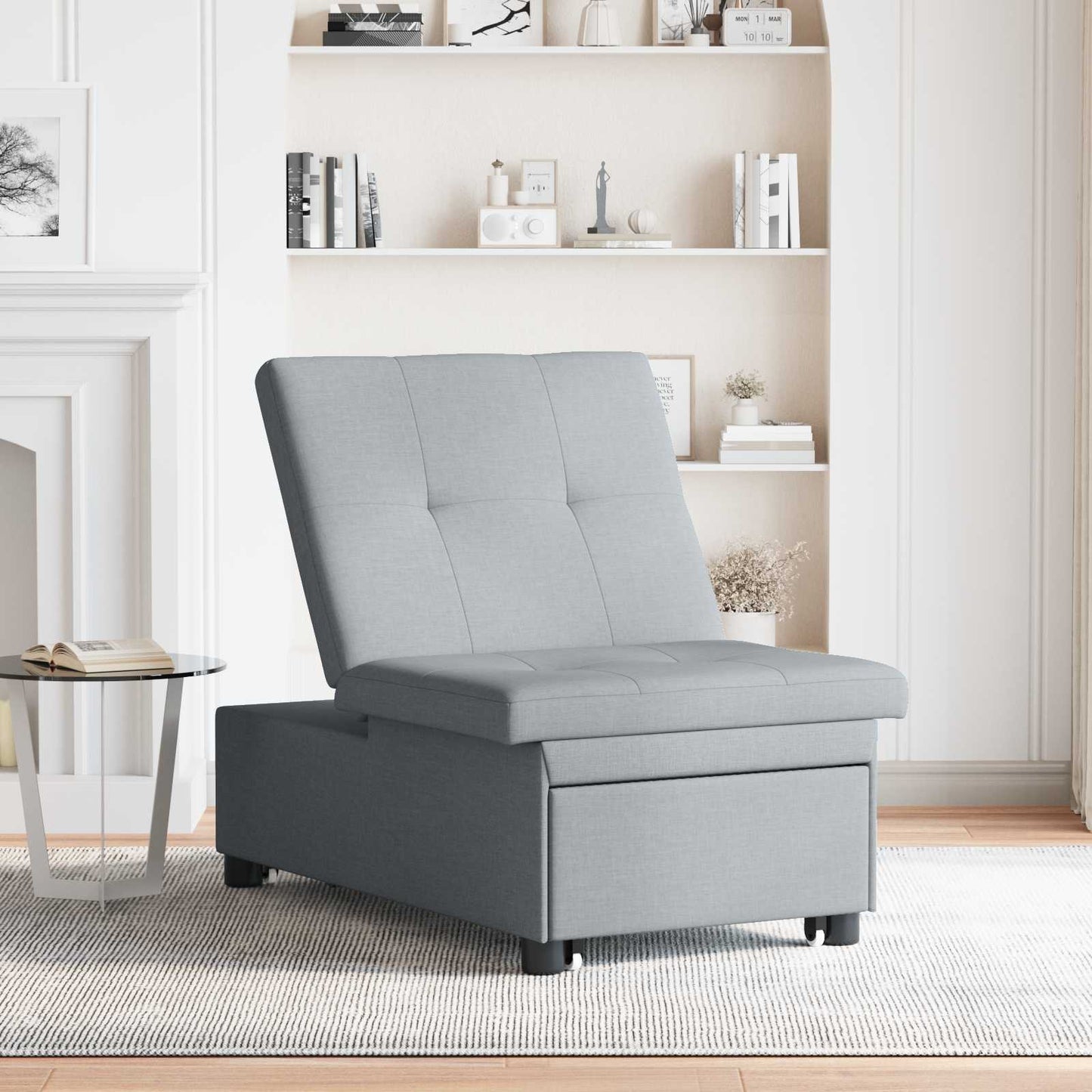 Schlafsofa Ausziehbar Hellgrau 194 x 50 x 82 cm Stoff