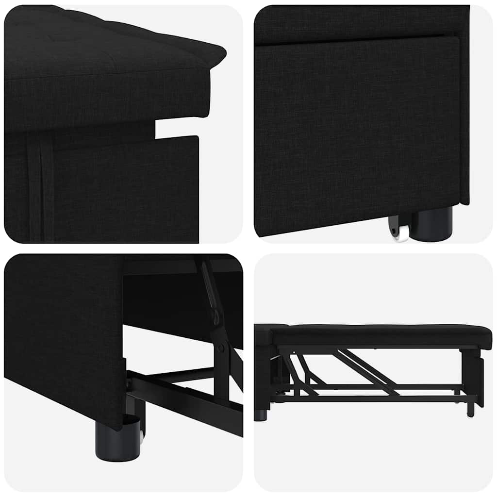 Schlafsofa Ausziehbar Schwarz 194 x 50 x 82 cm Stoff