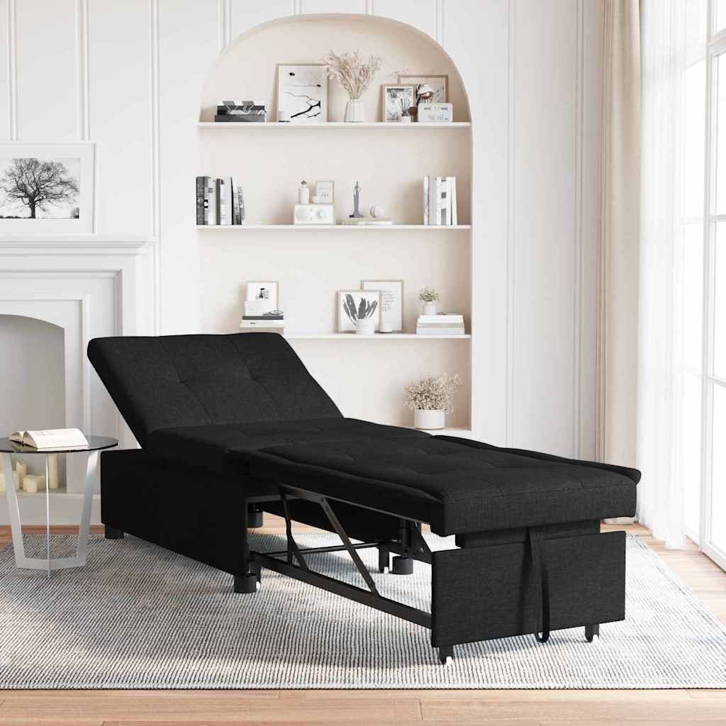 Schlafsofa Ausziehbar Schwarz 194 x 50 x 82 cm Stoff