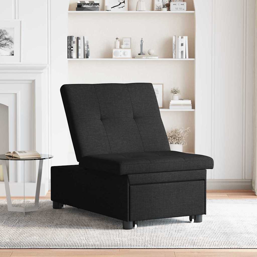 Schlafsofa Ausziehbar Schwarz 194 x 50 x 82 cm Stoff