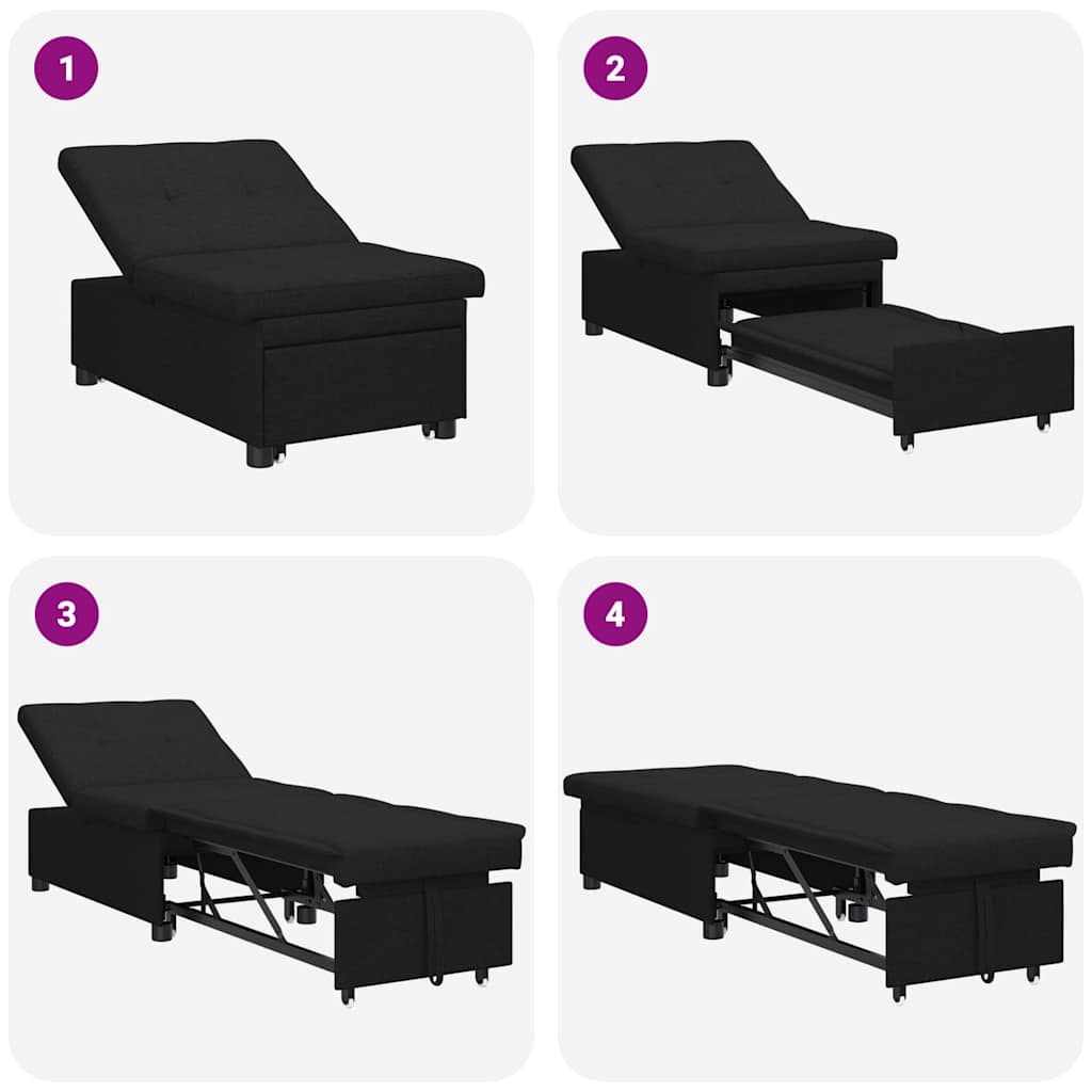 Schlafsofa Ausziehbar Schwarz 194 x 50 x 82 cm Stoff