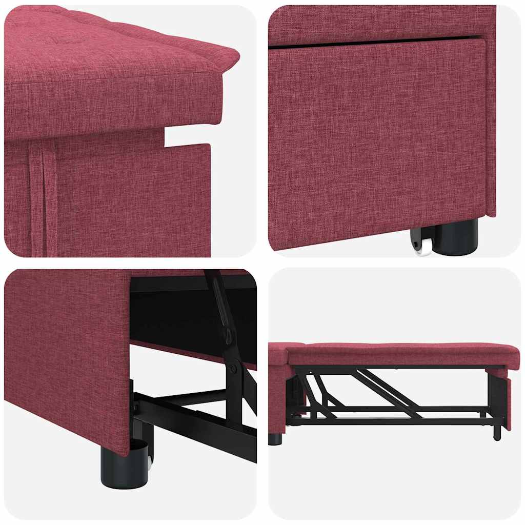 Schlafsofa Ausziehbar Weinrot 194 x 50 x 82 cm Stoff