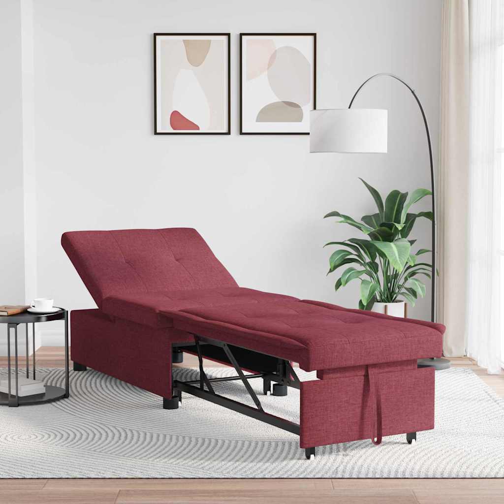 Schlafsofa Ausziehbar Weinrot 194 x 50 x 82 cm Stoff