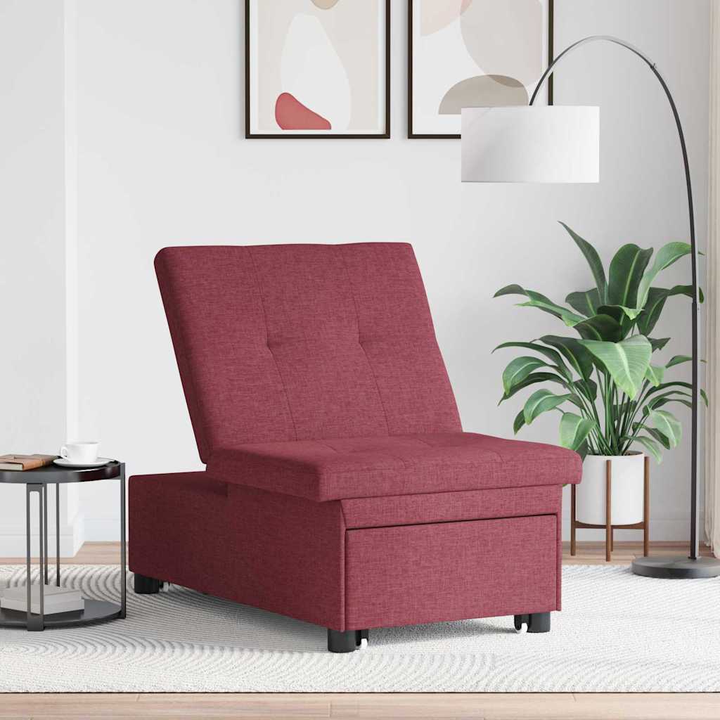 Schlafsofa Ausziehbar Weinrot 194 x 50 x 82 cm Stoff