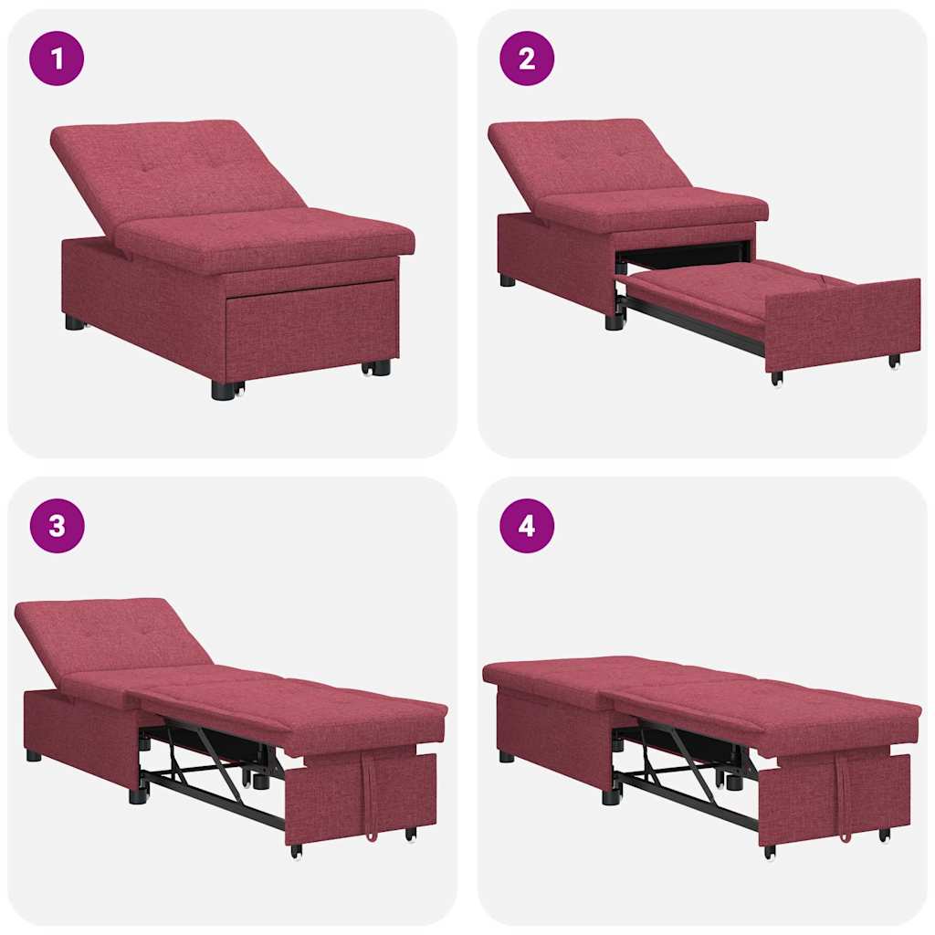 Schlafsofa Ausziehbar Weinrot 194 x 50 x 82 cm Stoff