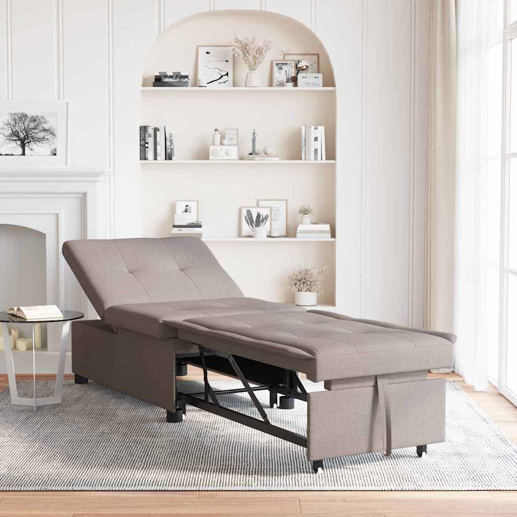 Schlafsofa Ausziehbar Taupe 194 x 50 x 82 cm Stoff