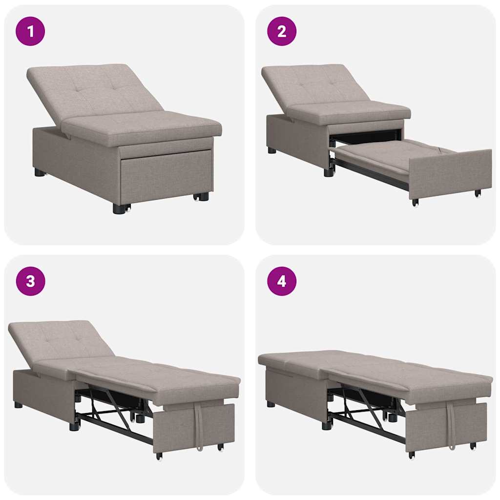 Schlafsofa Ausziehbar Taupe 194 x 50 x 82 cm Stoff