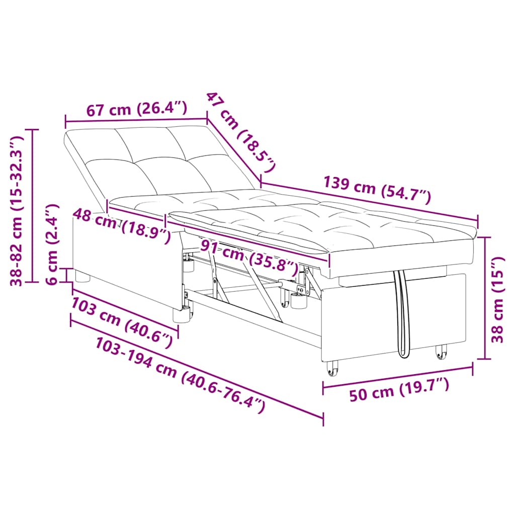 Schlafsofa Ausziehbar Taupe 194 x 50 x 82 cm Stoff