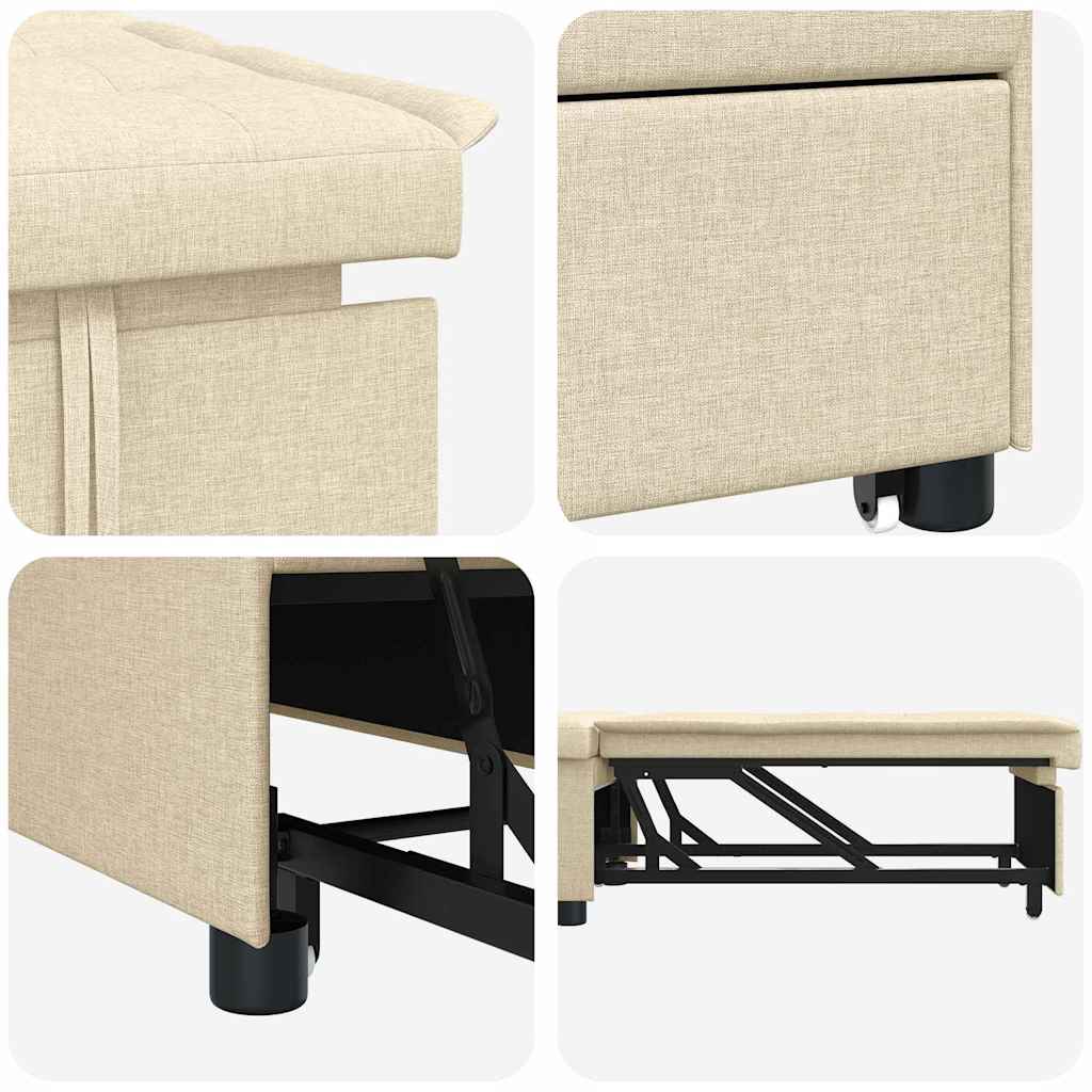 Schlafsofa Ausziehbar Creme 194 x 50 x 82 cm Stoff