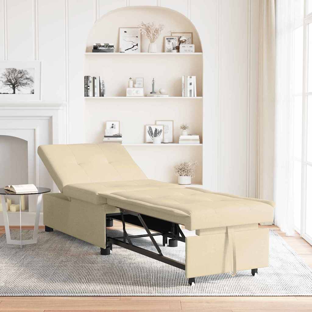 Schlafsofa Ausziehbar Creme 194 x 50 x 82 cm Stoff