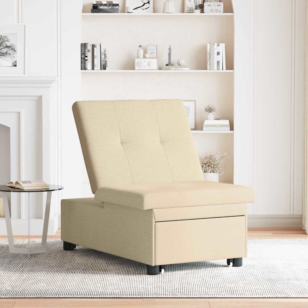 Schlafsofa Ausziehbar Creme 194 x 50 x 82 cm Stoff