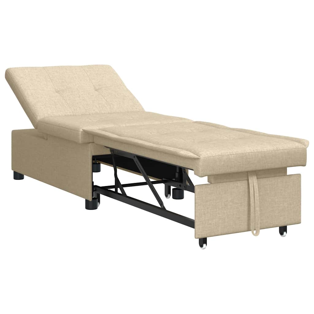Schlafsofa Ausziehbar Creme 194 x 50 x 82 cm Stoff