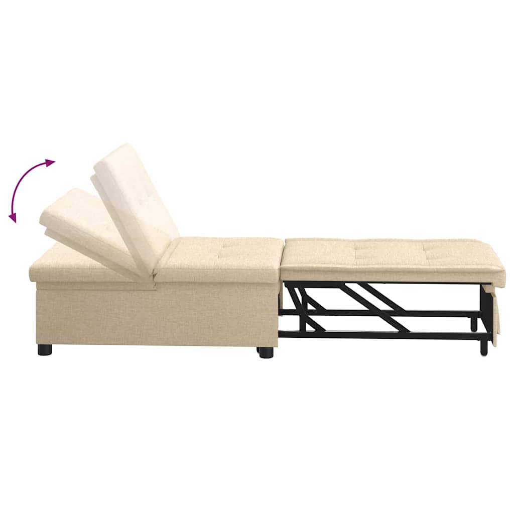 Schlafsofa Ausziehbar Creme 194 x 50 x 82 cm Stoff