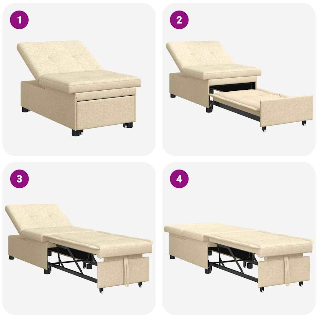 Schlafsofa Ausziehbar Creme 194 x 50 x 82 cm Stoff