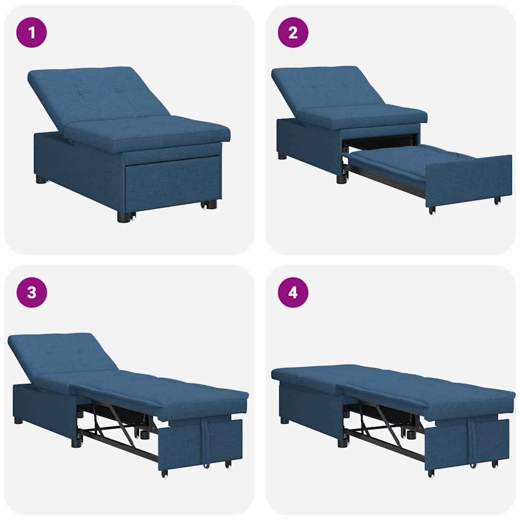 Schlafsofa Ausziehbar Blau 194 x 50 x 82 cm Stoff