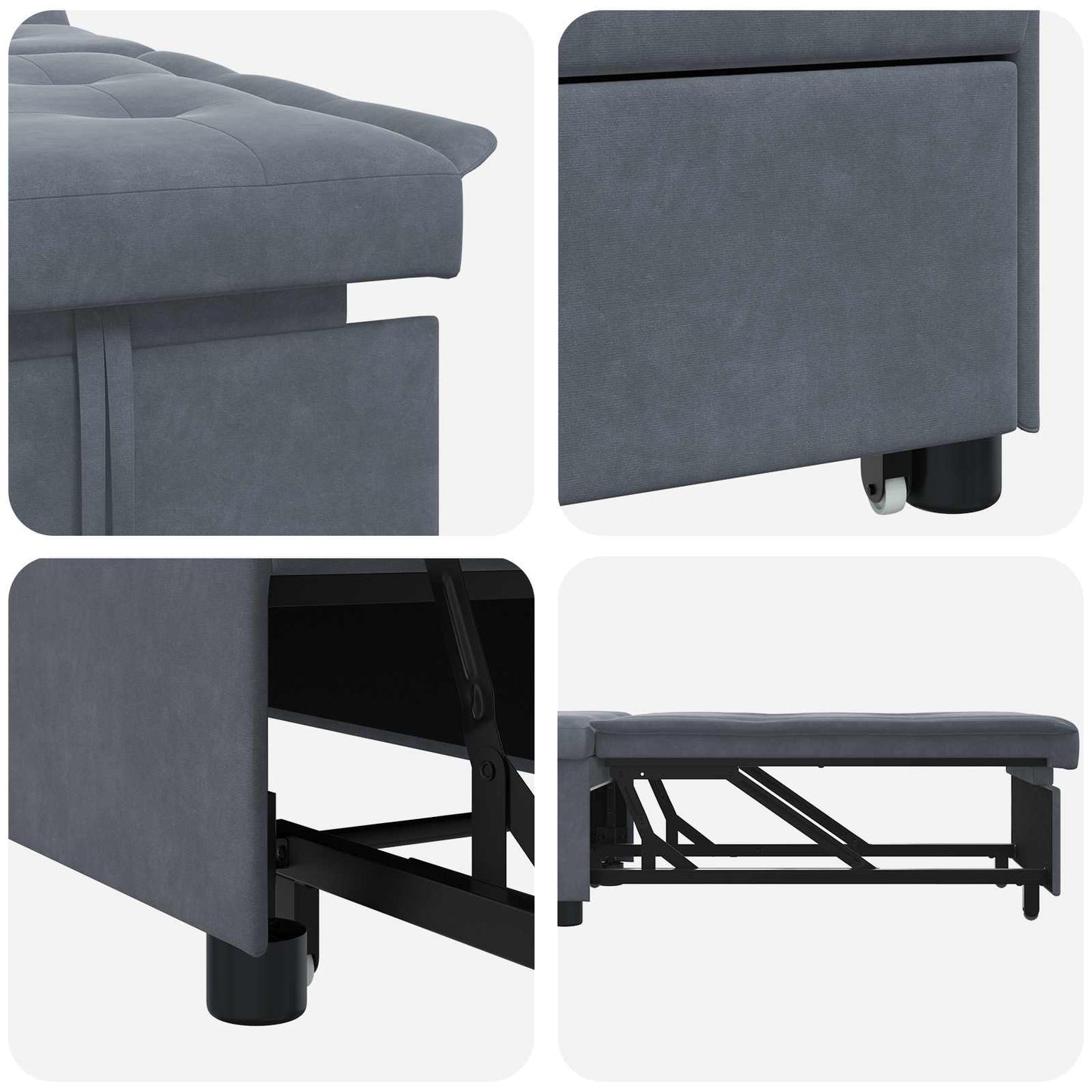 Schlafsofa Dunkelgrau 194 x 67 x 82 cm Samt
