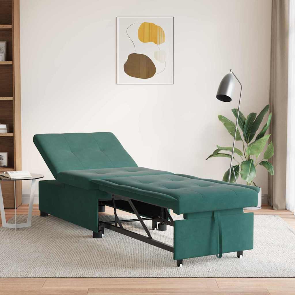Schlafsofa Dunkelgrün 194 x 67 x 82 cm Samt