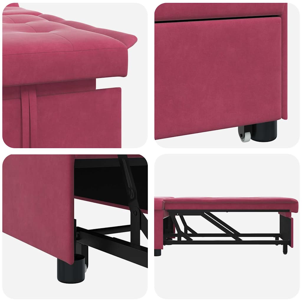 Schlafsofa Weinrot 194 x 67 x 82 cm Samt
