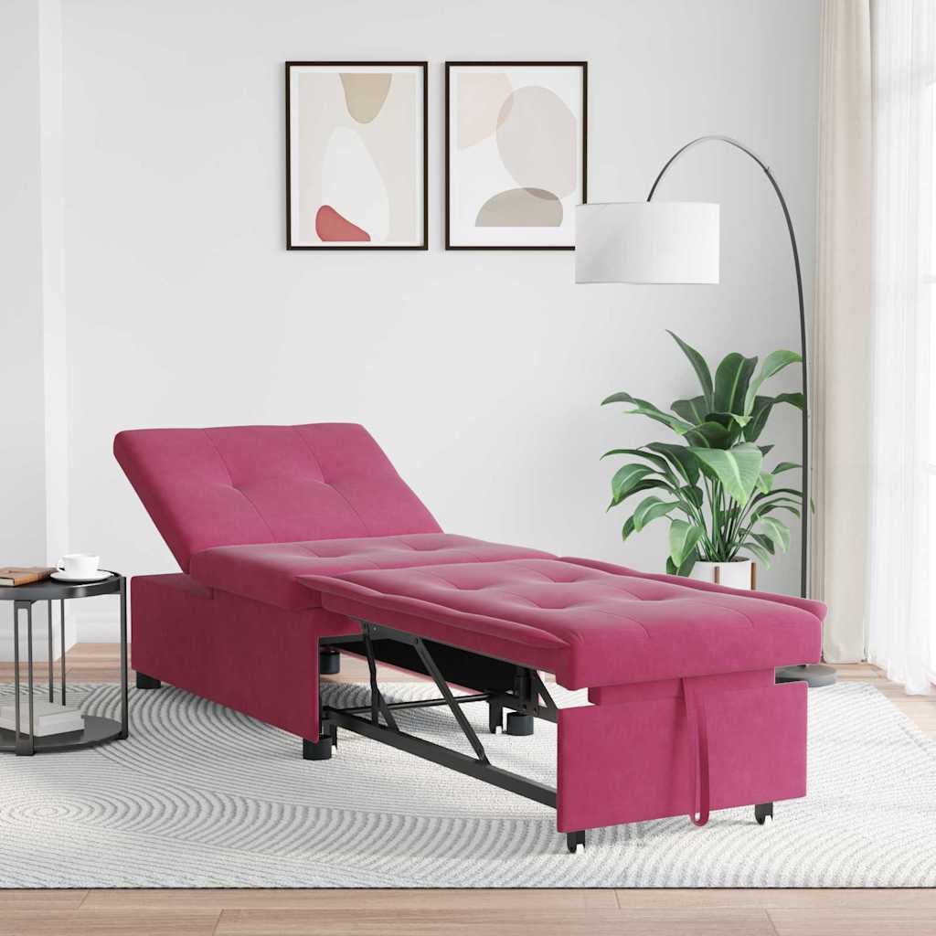 Schlafsofa Weinrot 194 x 67 x 82 cm Samt