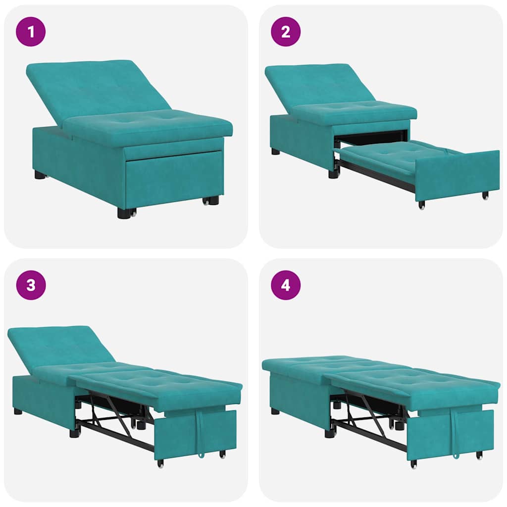 Schlafsofa Türkis 194 x 67 x 82 cm Samt