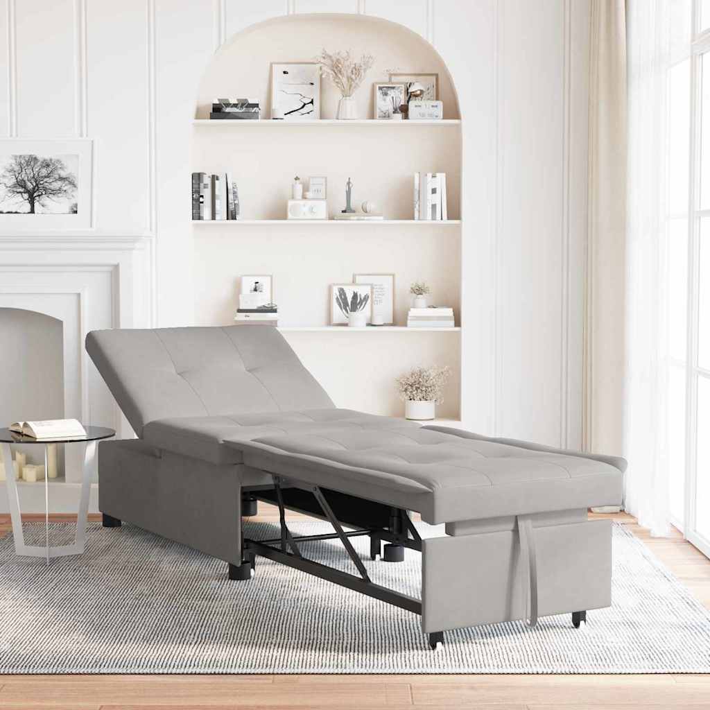 Schlafsofa Ausziehbar Hellgrau 194 x 67 x 82 cm Mikrofaser