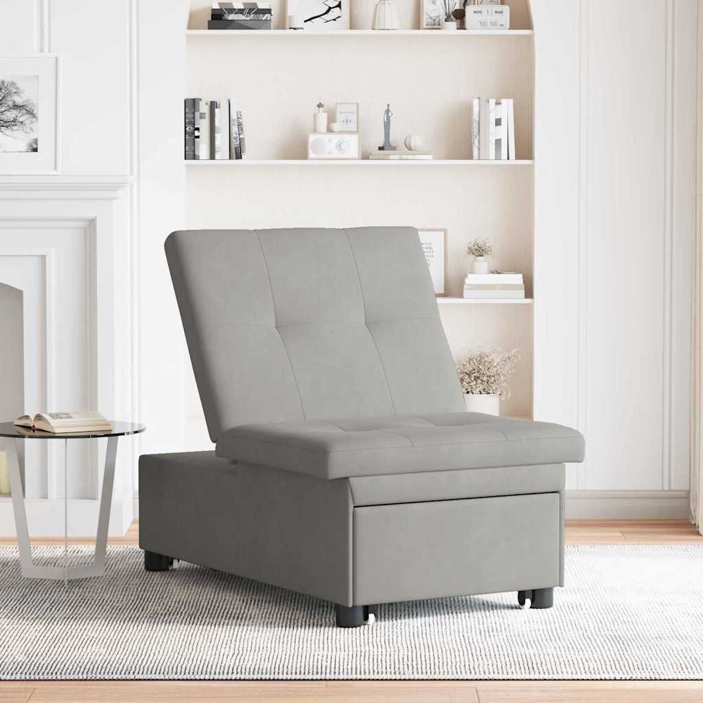 Schlafsofa Ausziehbar Hellgrau 194 x 67 x 82 cm Mikrofaser