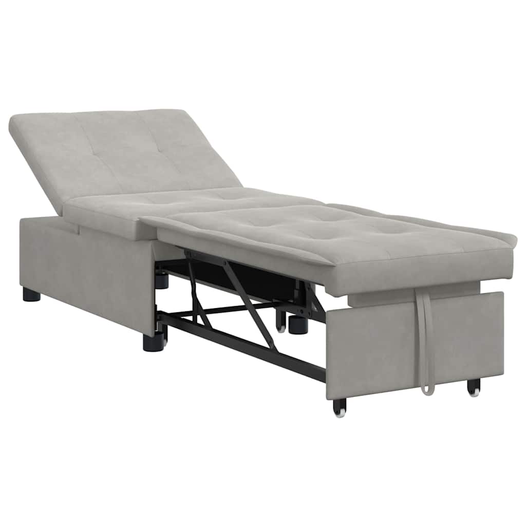 Schlafsofa Ausziehbar Hellgrau 194 x 67 x 82 cm Mikrofaser