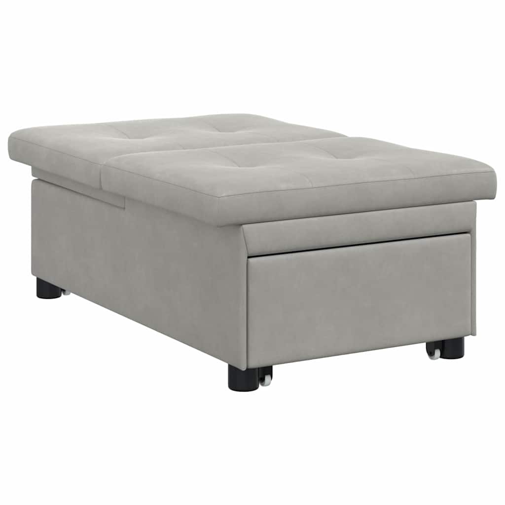 Schlafsofa Ausziehbar Hellgrau 194 x 67 x 82 cm Mikrofaser