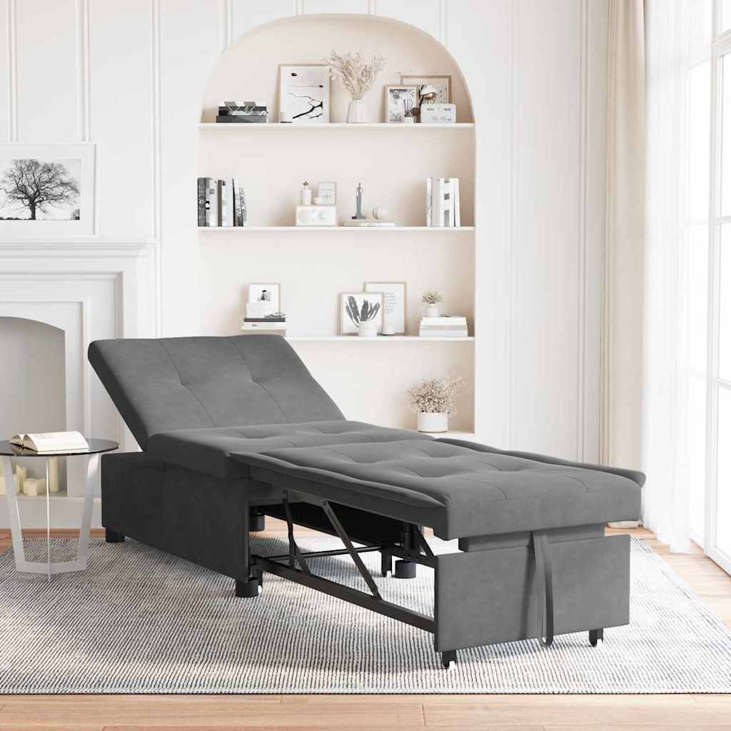 Schlafsofa Ausziehbar Dunkelgrau 194 x 67 x 82 cm Mikrofaser