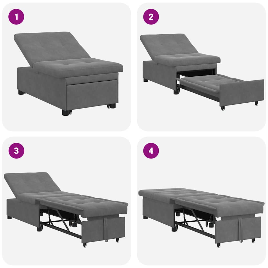 Schlafsofa Ausziehbar Dunkelgrau 194 x 67 x 82 cm Mikrofaser
