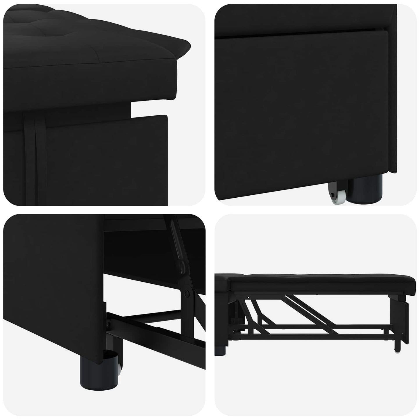 Schlafsofa Ausziehbar Schwarz 194 x 67 x 82 cm Mikrofaser