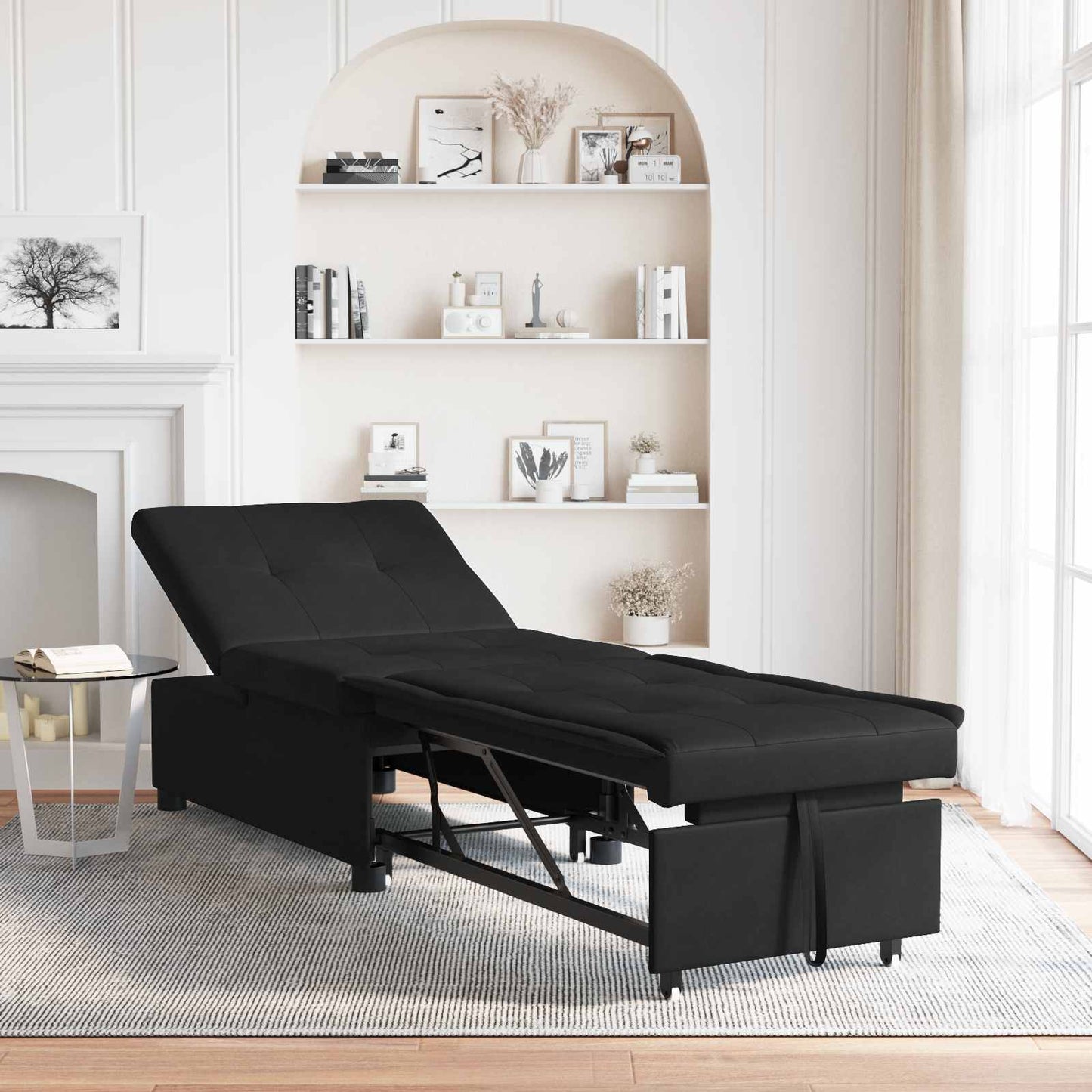 Schlafsofa Ausziehbar Schwarz 194 x 67 x 82 cm Mikrofaser