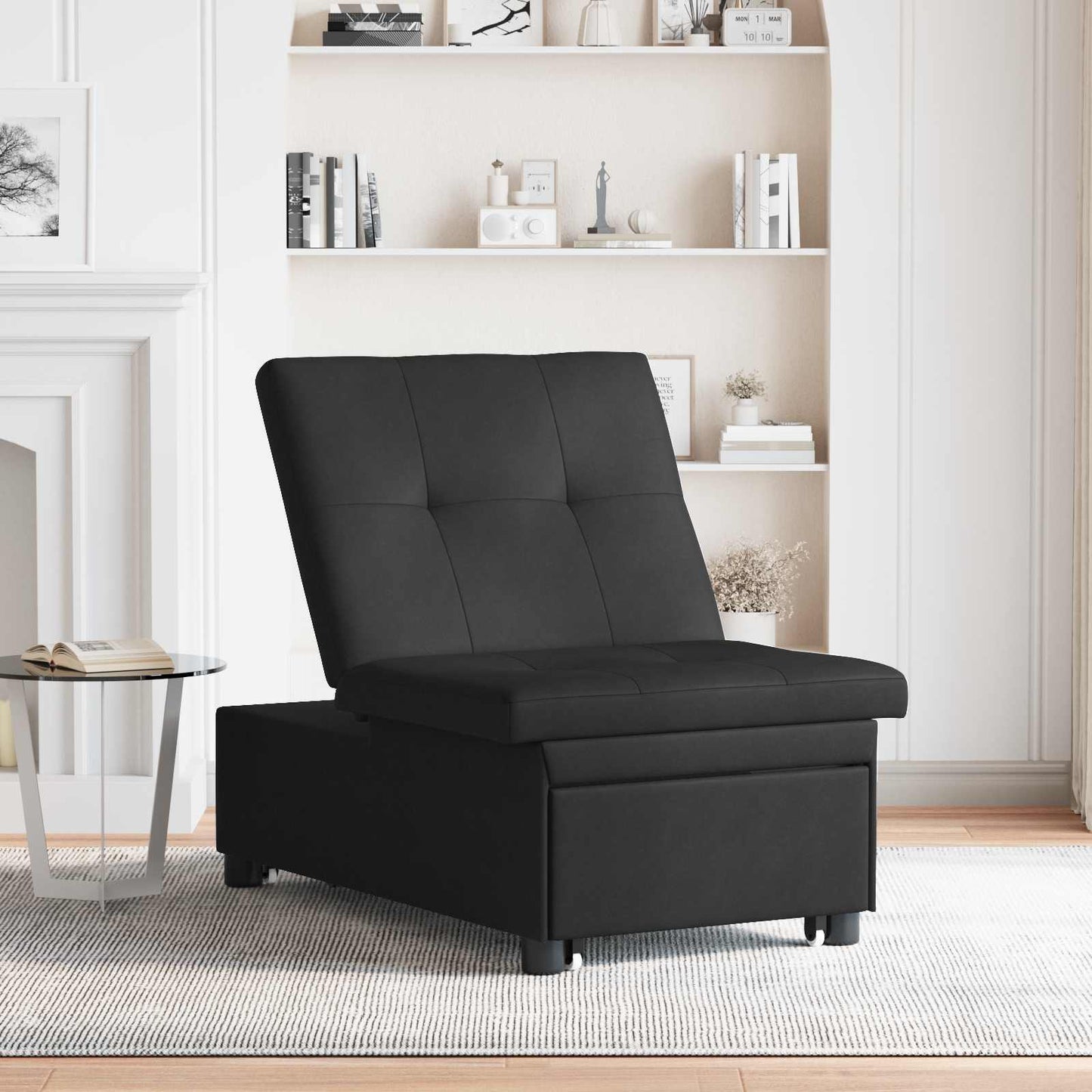 Schlafsofa Ausziehbar Schwarz 194 x 67 x 82 cm Mikrofaser