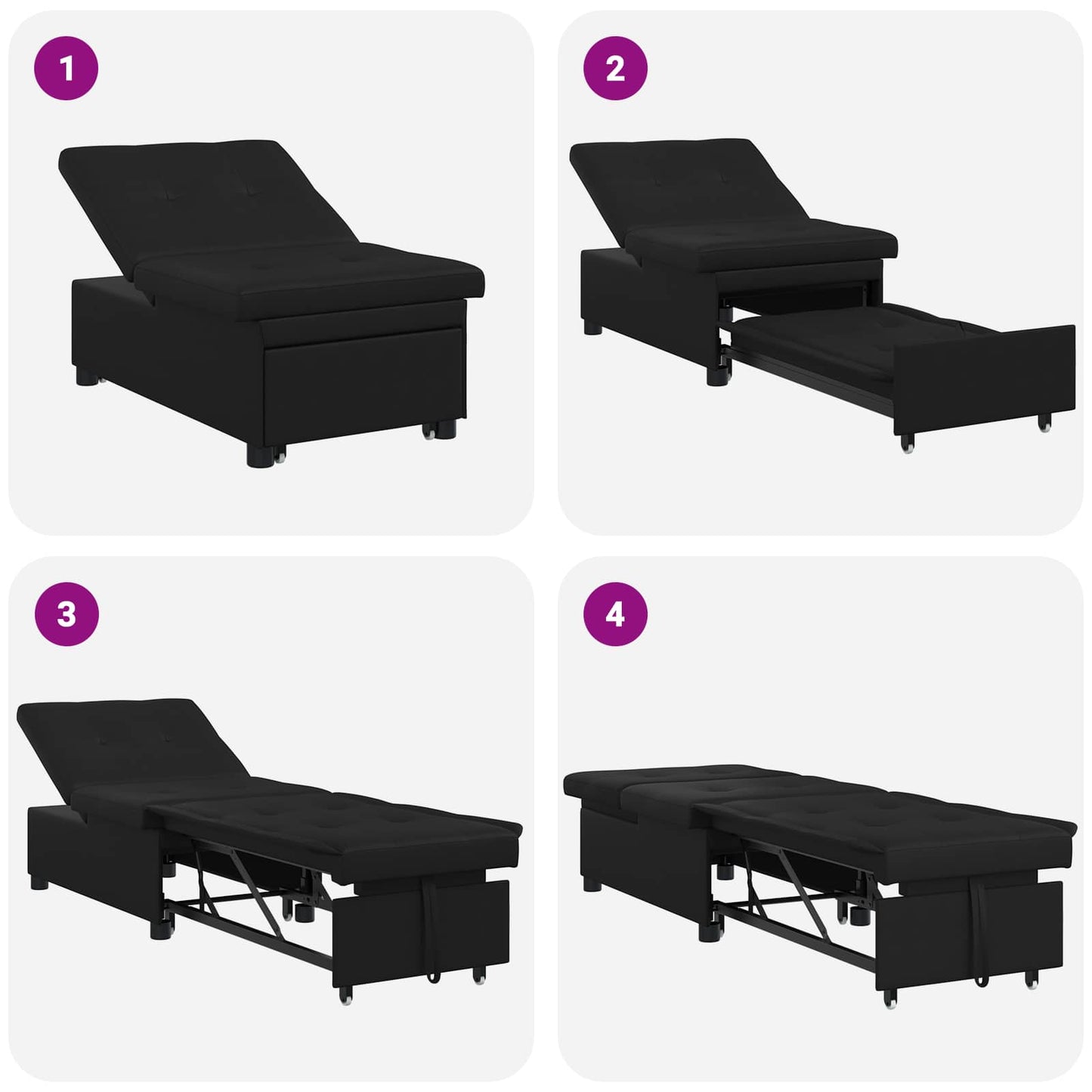 Schlafsofa Ausziehbar Schwarz 194 x 67 x 82 cm Mikrofaser