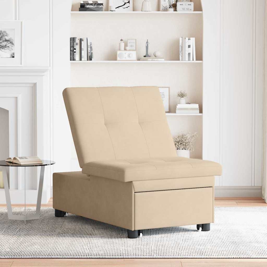 Schlafsofa Ausziehbar Creme 194 x 67 x 82 cm Mikrofaser