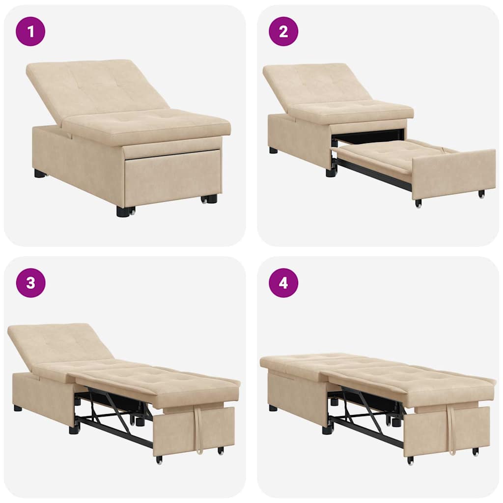 Schlafsofa Ausziehbar Creme 194 x 67 x 82 cm Mikrofaser