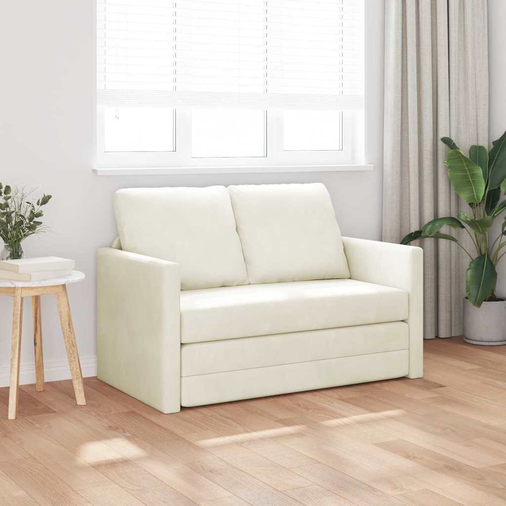 Schlafsofa Creme 204 x 122 x 60 cm Samt