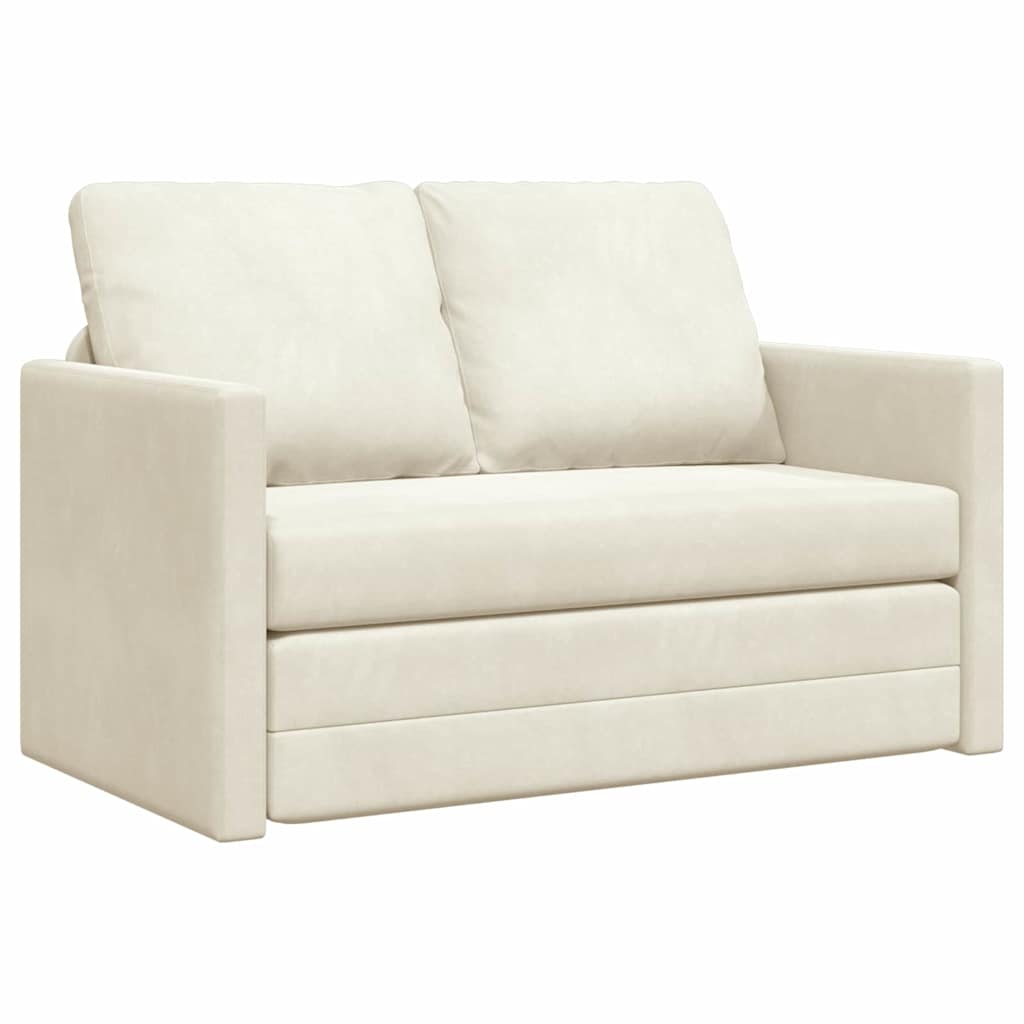 Schlafsofa Creme 204 x 122 x 60 cm Samt