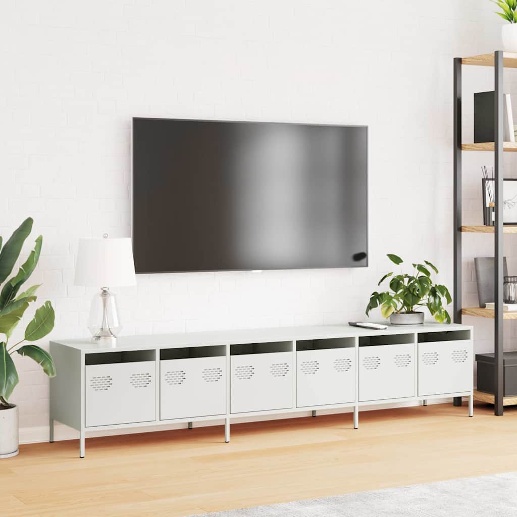 TV-Schrank Weiß 202x39x43,5 cm Kaltgewalzter Stahl