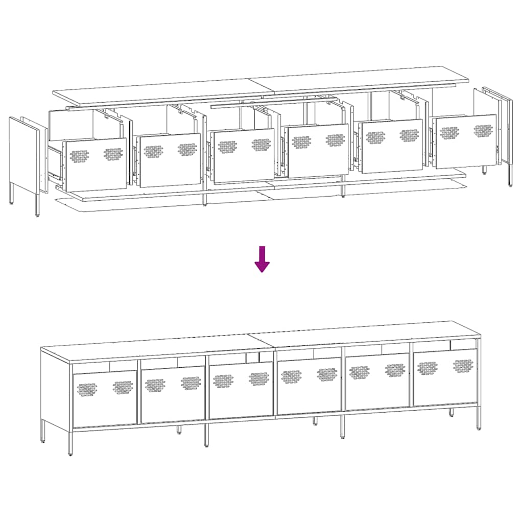 TV-Schrank Weiß 202x39x43,5 cm Kaltgewalzter Stahl