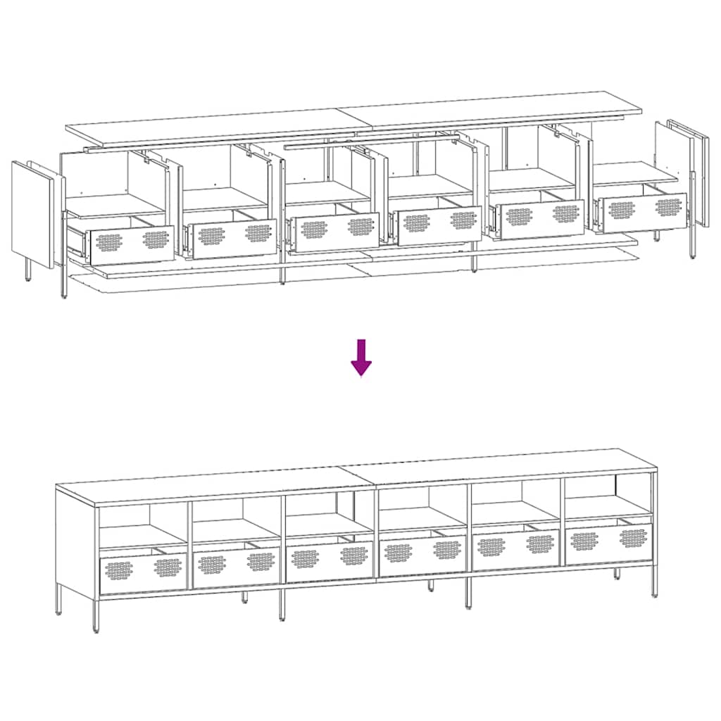 TV-Schrank Rosa 202x39x43,5 cm Kaltgewalzter Stahl